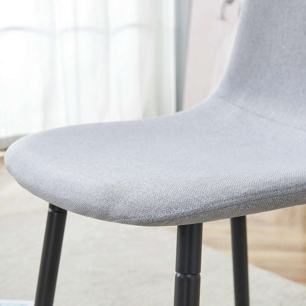 Dining Chair Set Modern Fabric with Metal Legs Gray - Furniture Home Direct