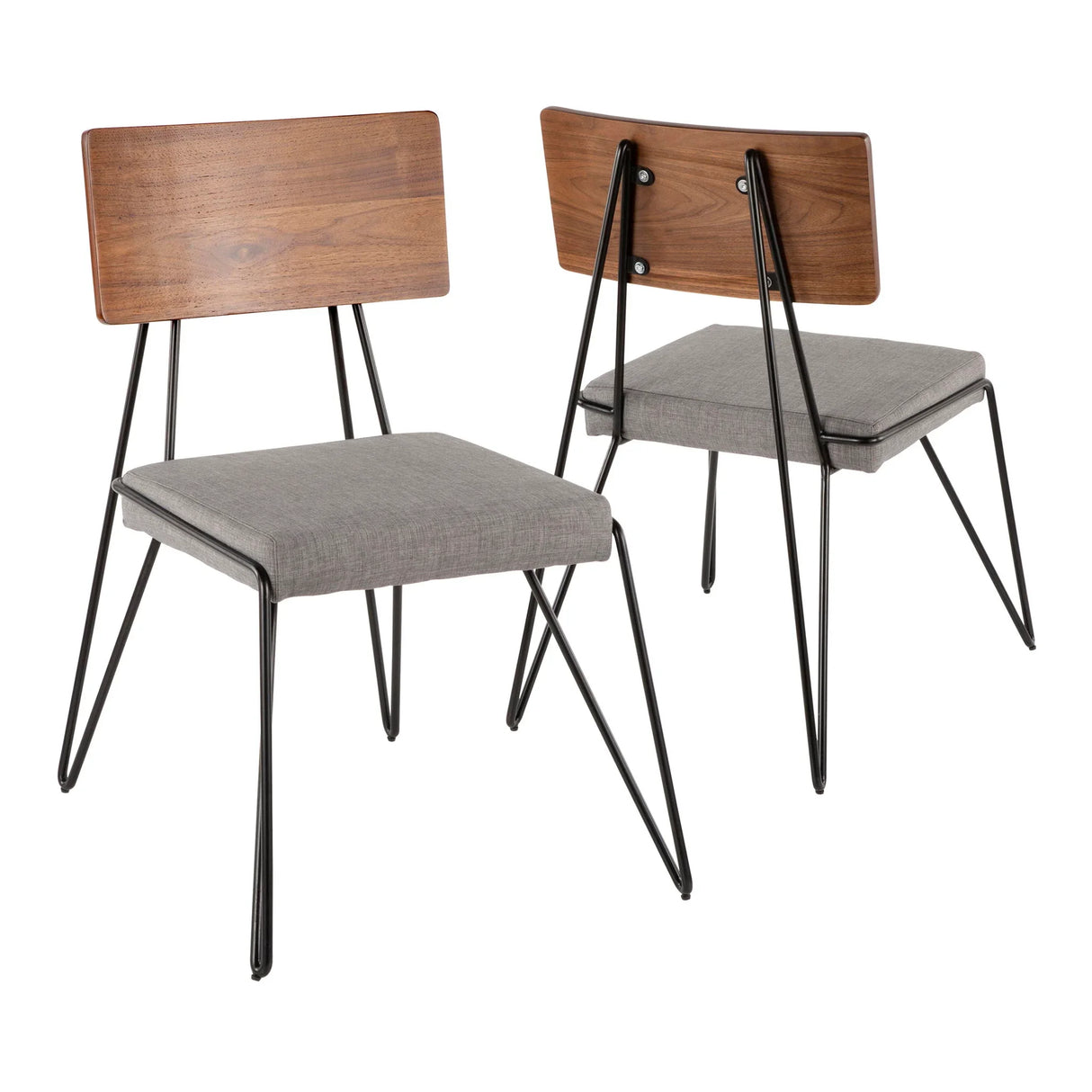 Loft - Mid-Century Modern Chair (Set of 2) - Black / Gray / Walnut - Furniture Home Direct
