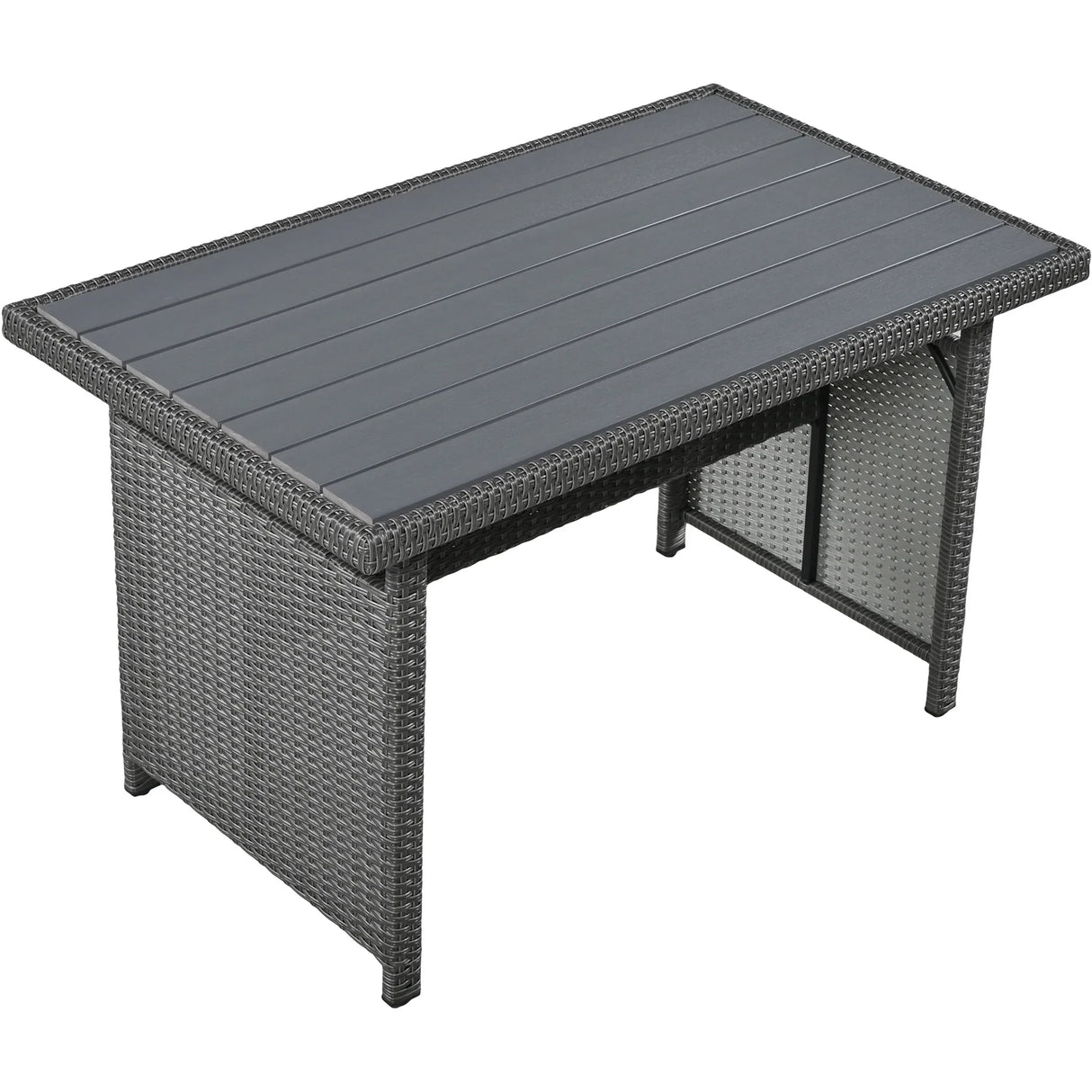 Outdoor Sectional With Side Tables, Tables and Sitting Ottoman- Gray - Furniture Home Direct