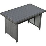 Outdoor Sectional With Side Tables, Tables and Sitting Ottoman- Gray - Furniture Home Direct