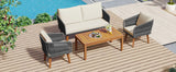 4-Piece Patio Conversation Set with Loveseat, 2 Chairs, Coffee Table + Cushions - Gray - Furniture Home Direct
