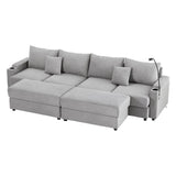Modern Style Loveseat Sofa Sectional Sofa Couch With Storage Space, A Movable Ottoman, Two USB Ports, Two Cup Holders, A Phone Holder For Living Room - Furniture Home Direct