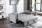 2 Seaters Slepper Sofa Bed Linen Fabric 3-In-1 Convertible Sleeper Loveseat With Side Pocket - Furniture Home Direct