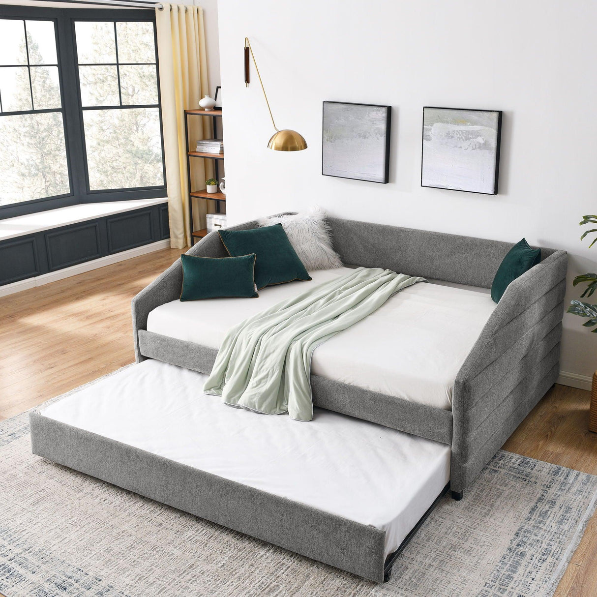 Elegant Daybed With Trundle Upholstered Tufted Sofa Bed - Furniture Home Direct