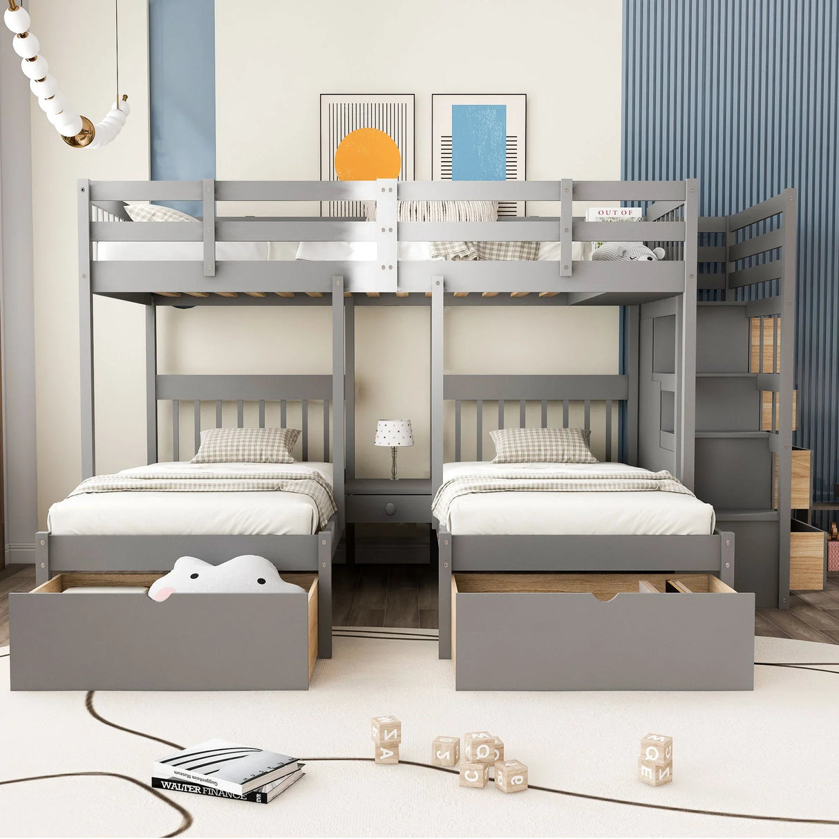 Multifunctional Triple Bunk Bed With Drawers And Guardrails - Furniture Home Direct