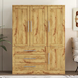 Wardrobe Armoire with Four Doors and Three Drawers Natural - Furniture Home Direct