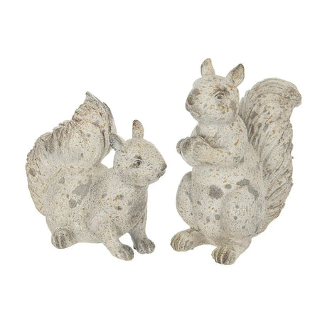 Resin Standing & Lying Down Squirrel Rustic, For Harvest Festival Fall Festival & Thanksgiving Table Decorations (Set of 2) - Antique Cream - Furniture Home Direct