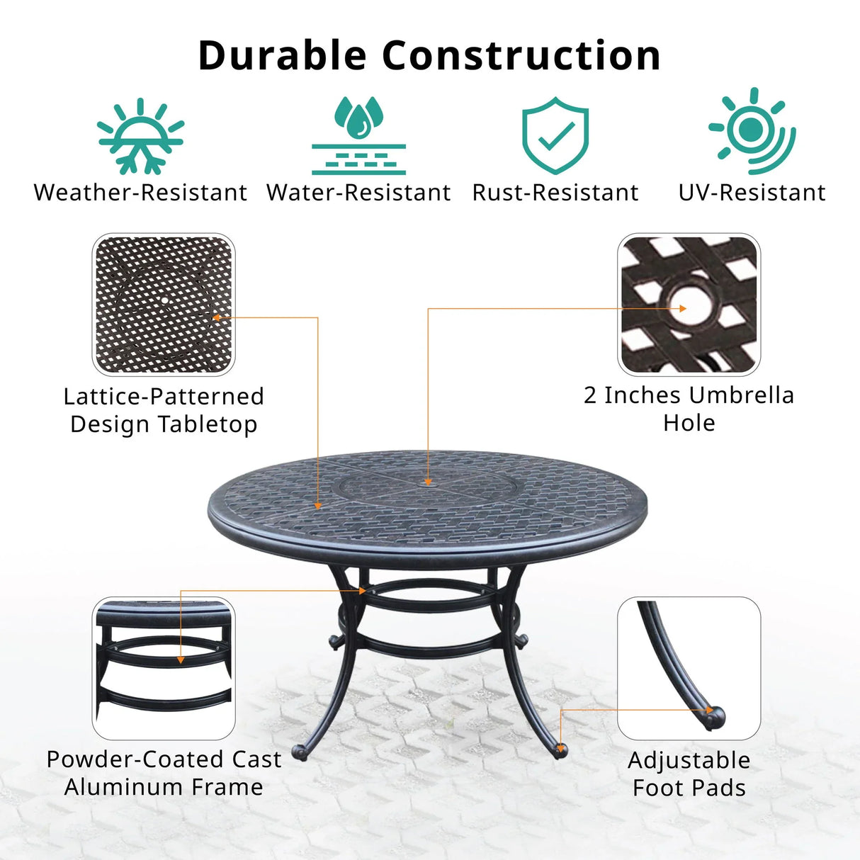 52" Round Dining Table - Furniture Home Direct