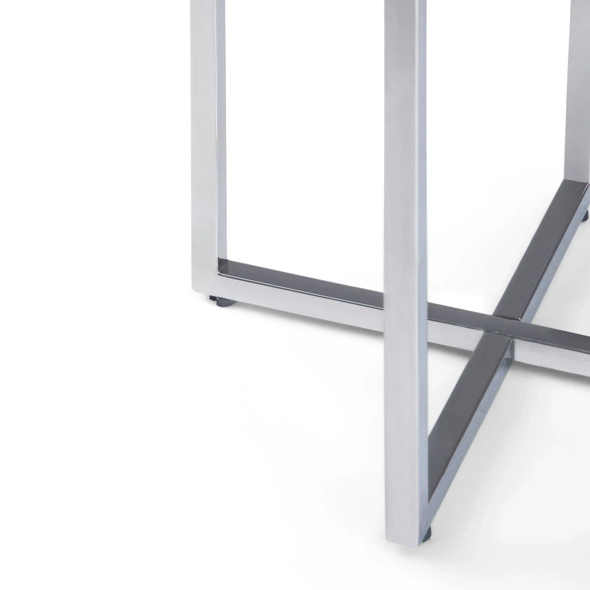 Marsden - Side Table With Polished Stainless Steel Base - White / Silver - Furniture Home Direct