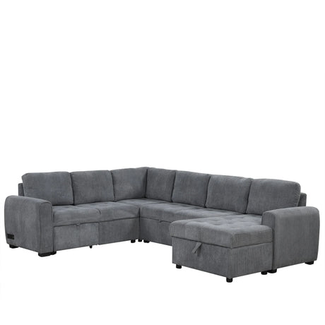 U-Shaped Sofa Sectional Sofa Pull-Out Sofa Bed With A Storage Chaise Lounge, Charging Devices For Living Room - Furniture Home Direct