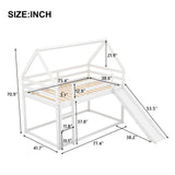 Twin Size Bunk House Bed With Slide And Ladder - White - Furniture Home Direct