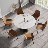 Modern Artificial Stone Round Carbon Steel Base Dining Table, Can Accommodate 6 People - Furniture Home Direct