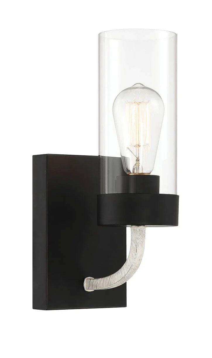 Zephyr - Single Light Sconce - Black / Clear - Furniture Home Direct