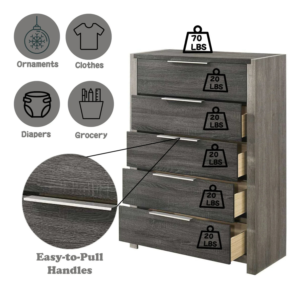 Jehoram - Chest - Gray - Furniture Home Direct