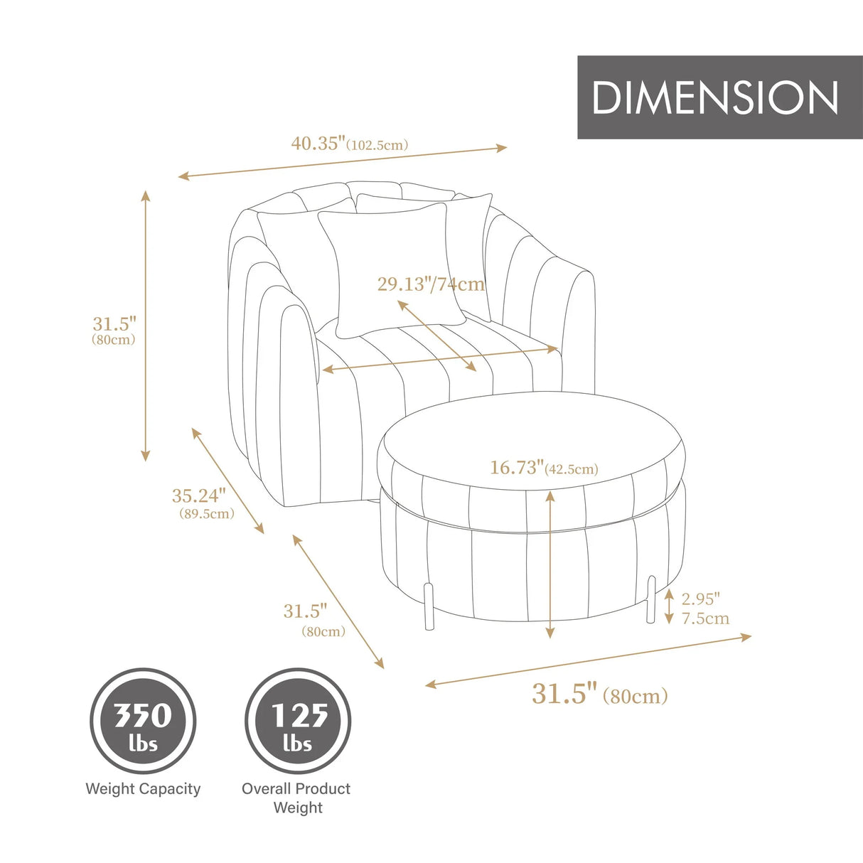 Oversized Velvet Swivel Barrel Accent Chair And Ottoman Set With Storage - Furniture Home Direct