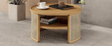 Round Coffee Table With Storage Caned Sides Natural - Furniture Home Direct