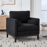 Wide Modern Farmhouse Performance Accent Chair With Legs, Wood Base - Furniture Home Direct