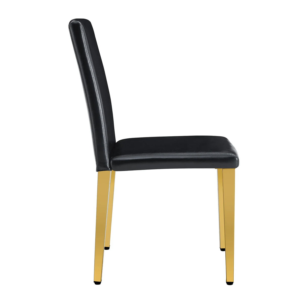 Dining Chairs Four Modern PU Leather Gold Legs Black - Furniture Home Direct