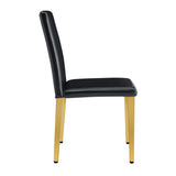 Dining Chairs Four Modern PU Leather Gold Legs Black - Furniture Home Direct