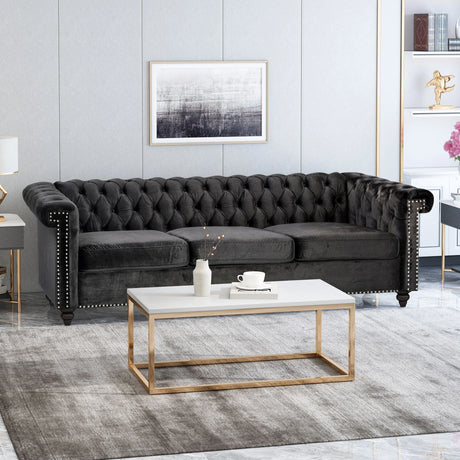 Traditional Charcoal Gray Sofa - Furniture Home Direct