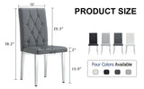Dining Chairs Tufted Back Chrome Legs Charcoal Gray - Furniture Home Direct