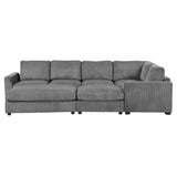 121.3" Modular Sectional Sofa with Two Movable Ottomans, Gray - Furniture Home Direct