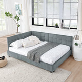 Mid-Century Storage Upholstered Tufted Bed Frame With Backrest And Armrests - Furniture Home Direct