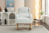 Teddy Fabric Rocking Chair With Packet Wood Legs - Ivory - Furniture Home Direct
