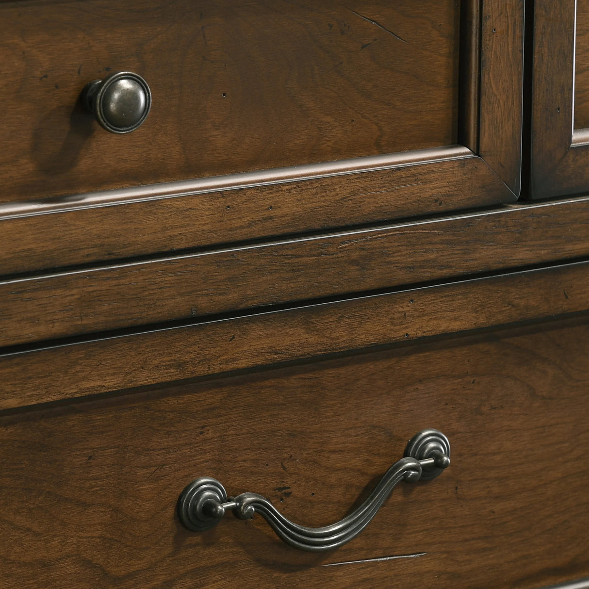 Queen Bed Set Dresser Nightstands Mirror Chest Walnut Brown - Furniture Home Direct