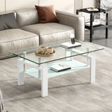 Tempered Glass Table With Storage - Furniture Home Direct