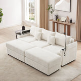 Modern Style Loveseat Sofa Sectional Sofa Couch With Storage Space, A Movable Ottoman, Two USB Ports, Two Cup Holders, A Phone Holder For Living Room - Furniture Home Direct