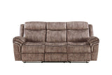 Zubaida - Two Tone Velvet Recliner Sofa With USB Port Drop Down Table - Furniture Home Direct