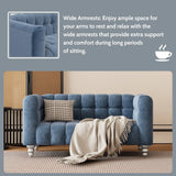 Modern 3-Living Room Set Including Sofa, love seat and Chair with solid wood legs, buttoned tufted backrest - Blue - Furniture Home Direct