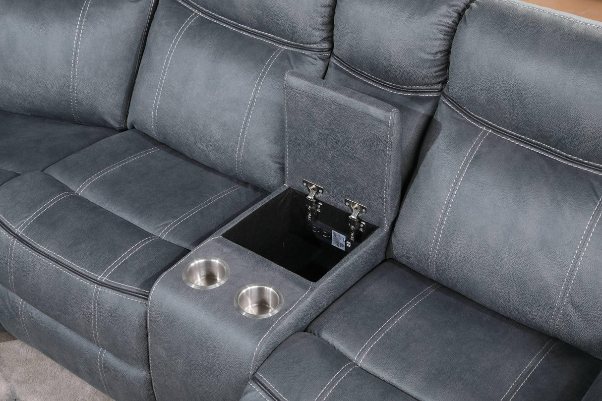 Reclining Sectional Sofa With USB Port Console Gray - Furniture Home Direct