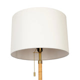 Stellar - Linen Shade Floor Lamp - Gold / Natural Wood / Rattan / White - Furniture Home Direct