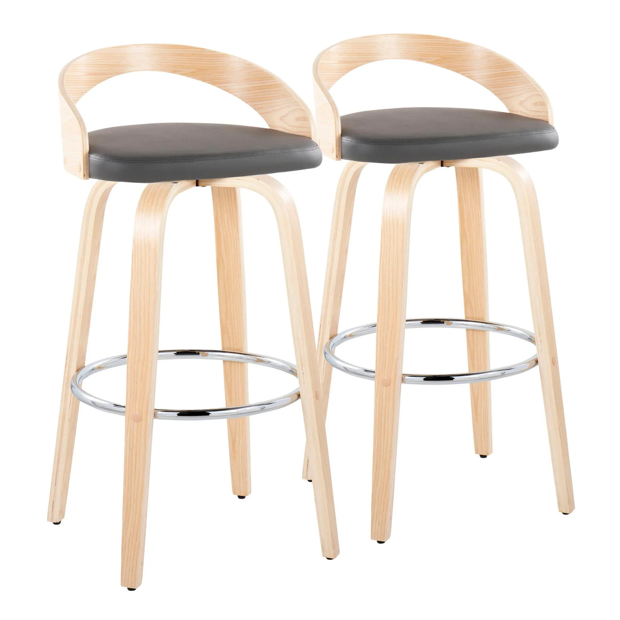 Grotto - Contemporary Fixed-Height Barstool With Swivel With Round Footrest (Set of 2) - Furniture Home Direct