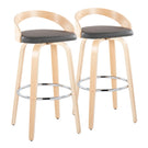 Grotto - Contemporary Fixed-Height Barstool With Swivel With Round Footrest (Set of 2) - Furniture Home Direct