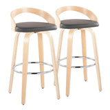 Grotto - Contemporary Fixed-Height Barstool With Swivel With Round Footrest (Set of 2) - Furniture Home Direct