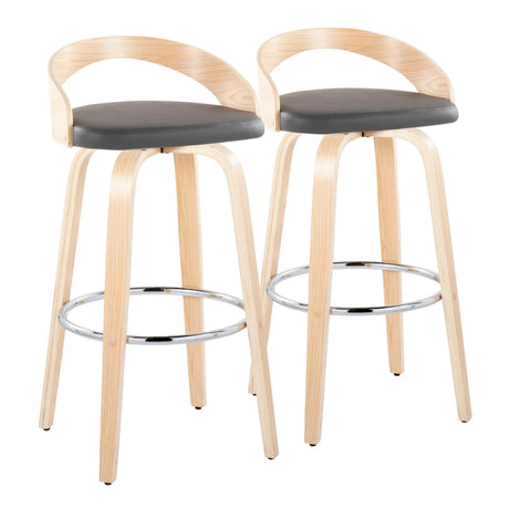 Grotto - Contemporary Fixed-Height Barstool With Swivel With Round Footrest (Set of 2) - Furniture Home Direct