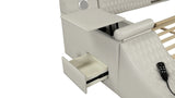 Queen Bed Upholstered Platform with Built in Lighting Beige - Furniture Home Direct