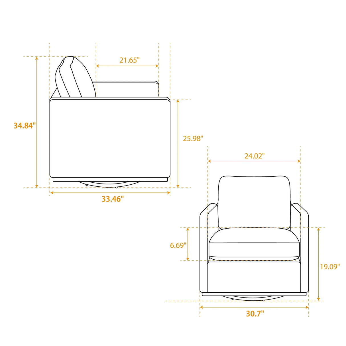 Modern Upholstered Square Swivel Accent Chair With 360 Degree Rotation - Furniture Home Direct