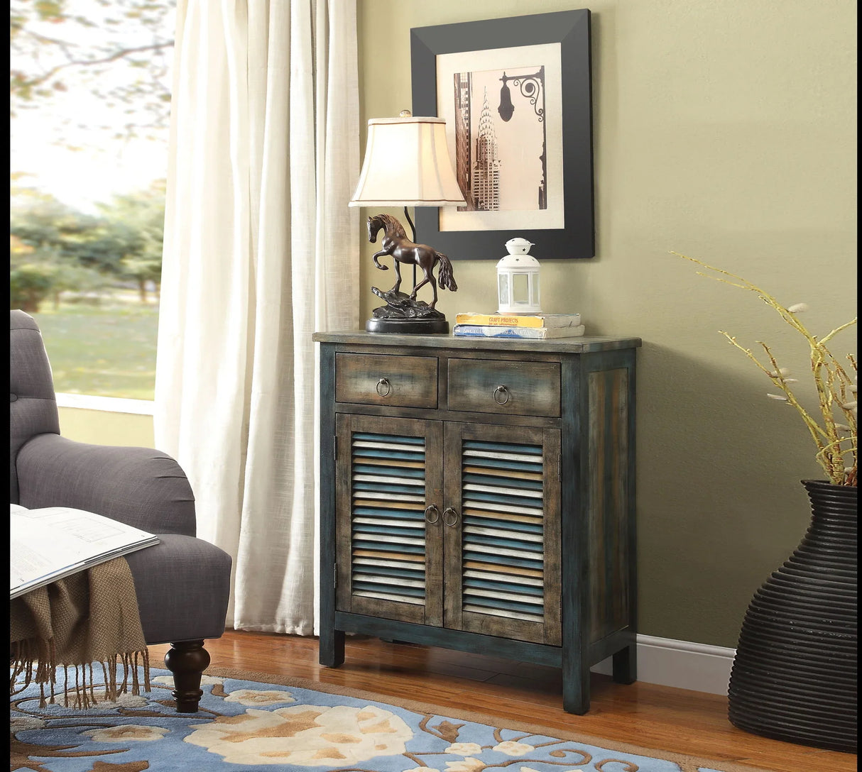 Glancio - Anqtique Console Cabinet - Oak - Furniture Home Direct