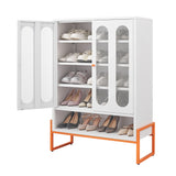 Modern Metal Shoe Cabinet With DoublebSided Mesh Doors And Adjustable Partitions - Furniture Home Direct