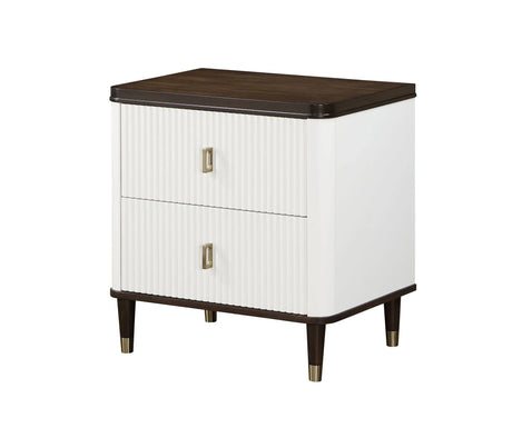 Carena - Night Stand With USB - White / Walnut - Furniture Home Direct