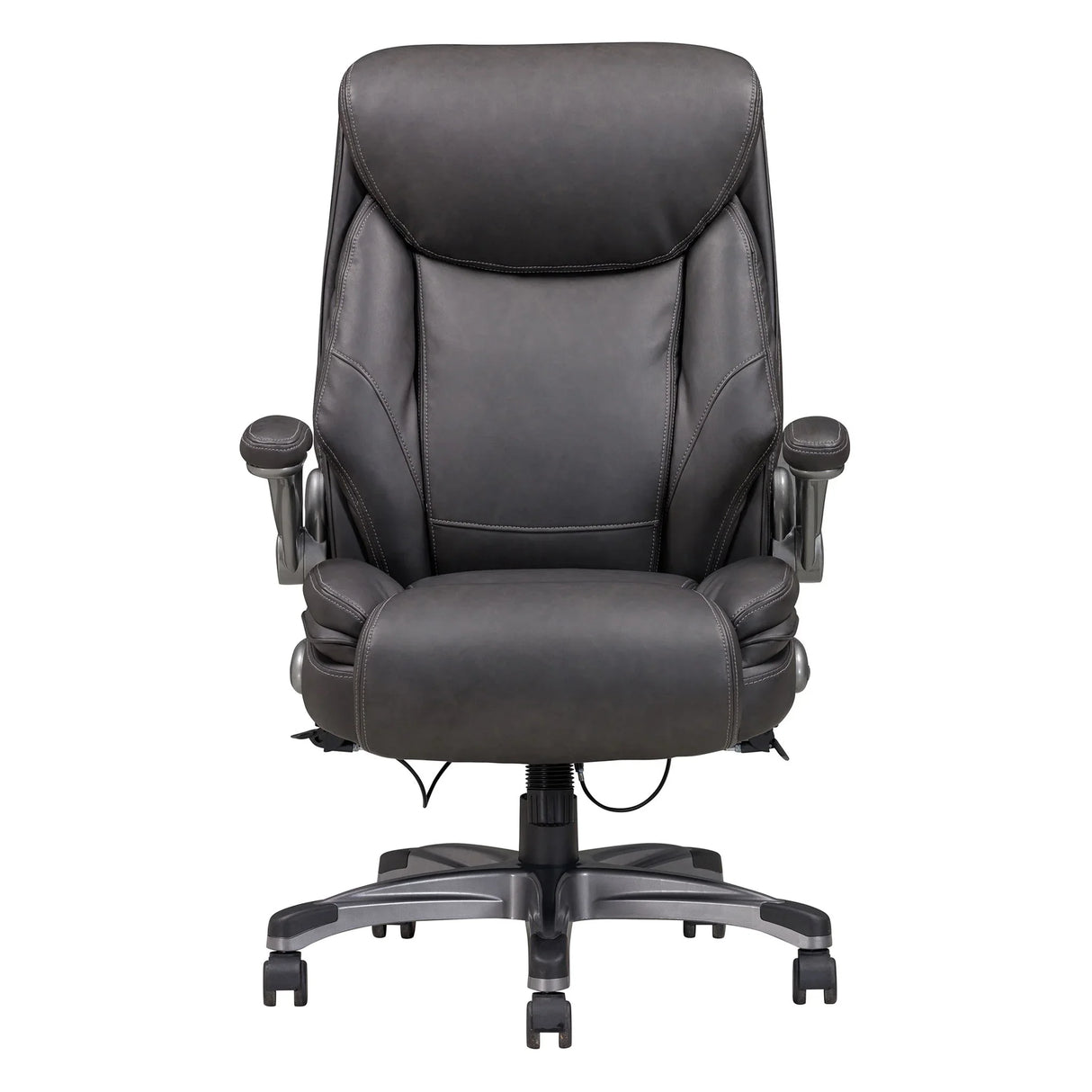 Bonded Leather Upholstered Office Chair With Adjustable Height And Armrest - Gray - Furniture Home Direct