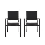 Baird - Outdoor Mesh And Aluminum Dining Chairs - Black
