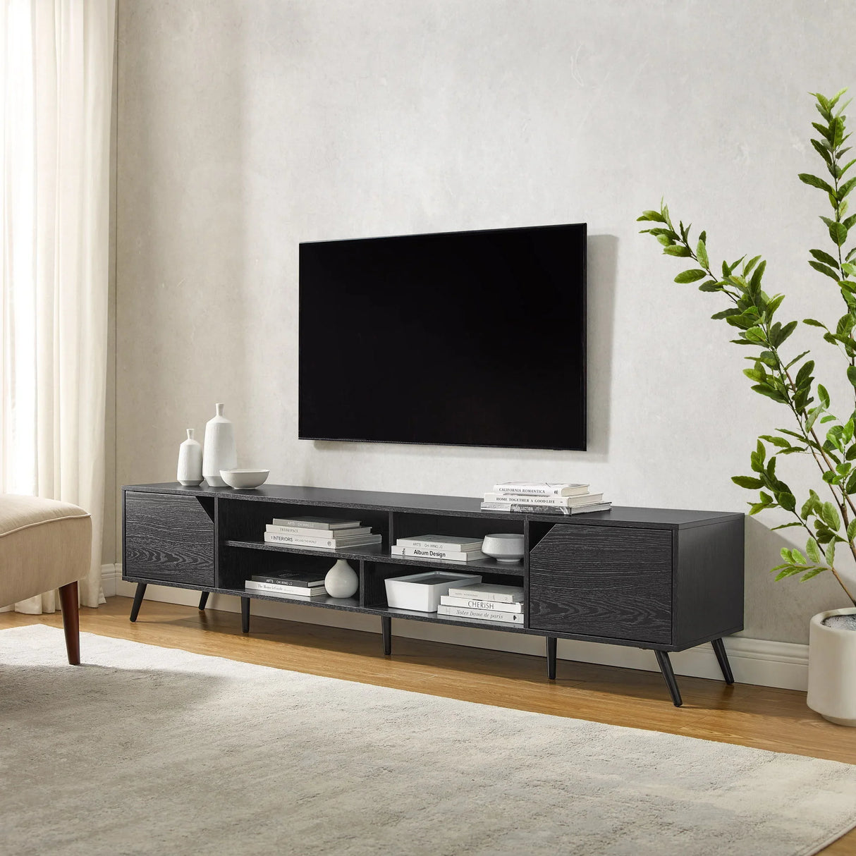 Contemporary 2 Door Minimalist TV Stand - Furniture Home Direct