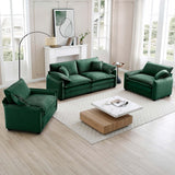 Corduroy Loveseat and 2 Chair Set - Green - Furniture Home Direct