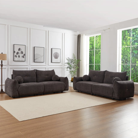 2 Piece Living Room Set with Throw Pillows - Gray - Furniture Home Direct