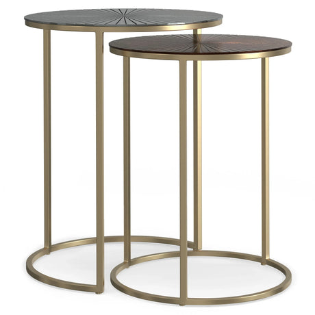 Drake - 2 Piece Nesting Table - Antique Nickel / Antique Copper - Furniture Home Direct